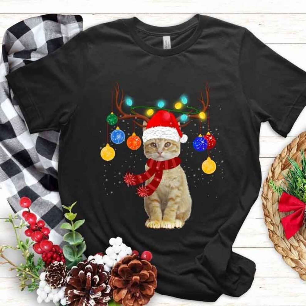 Cute Cat Tee Christmas Cat Tshirt Christmas Cat Tshirt